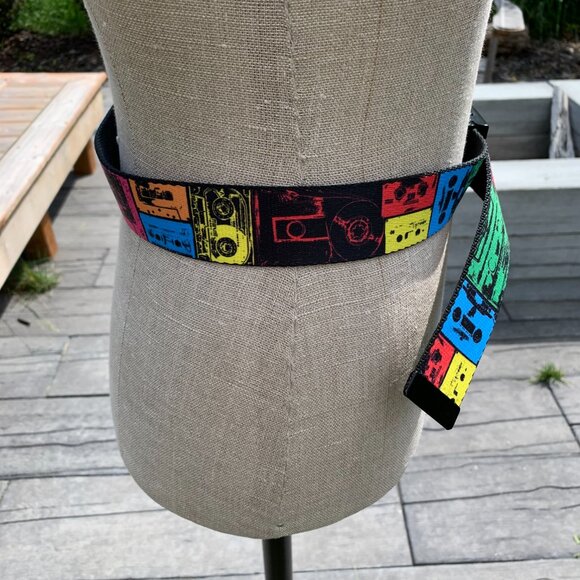 Retro Colourful Cassette Tape BD Buckle Down Unisex Adjustable Ratchet Belt - Picture 3 of 12
